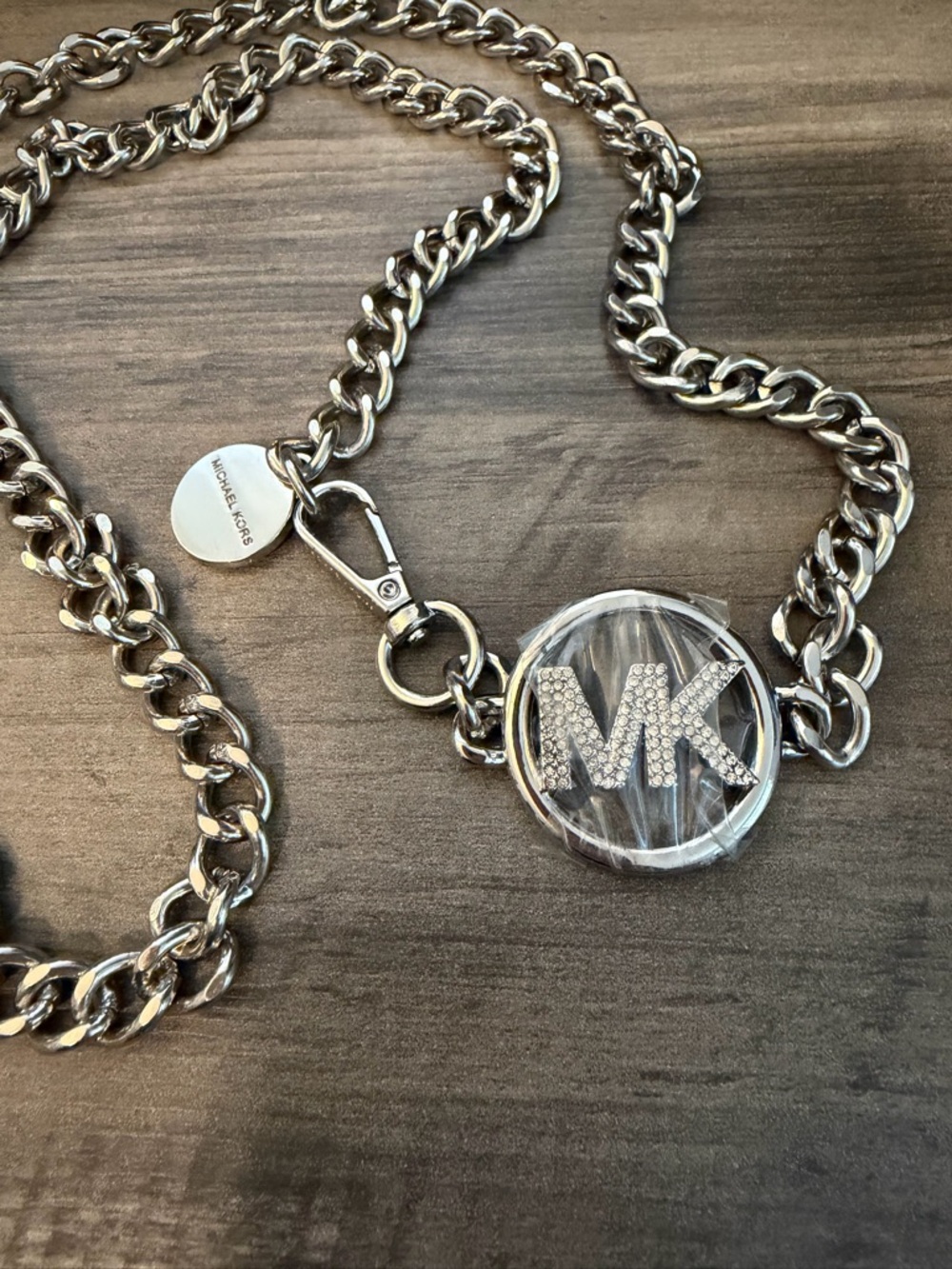 Michael Kors Silver tone chain link Belt #671 new without tag 40”